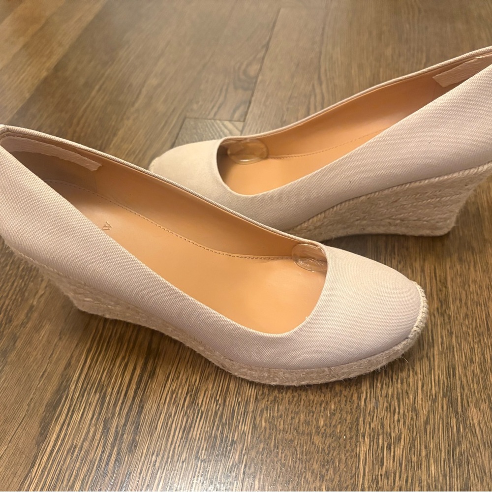 J. Crew Cream Canvas Espadrille Wedge Pumps